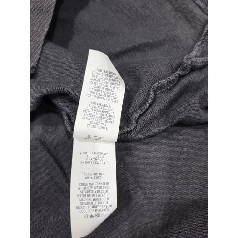 Aerie Extreme V-Neck Y2K Oversized Boyfriend T-Shirt Black Small A004634 - Picture 9 of 11